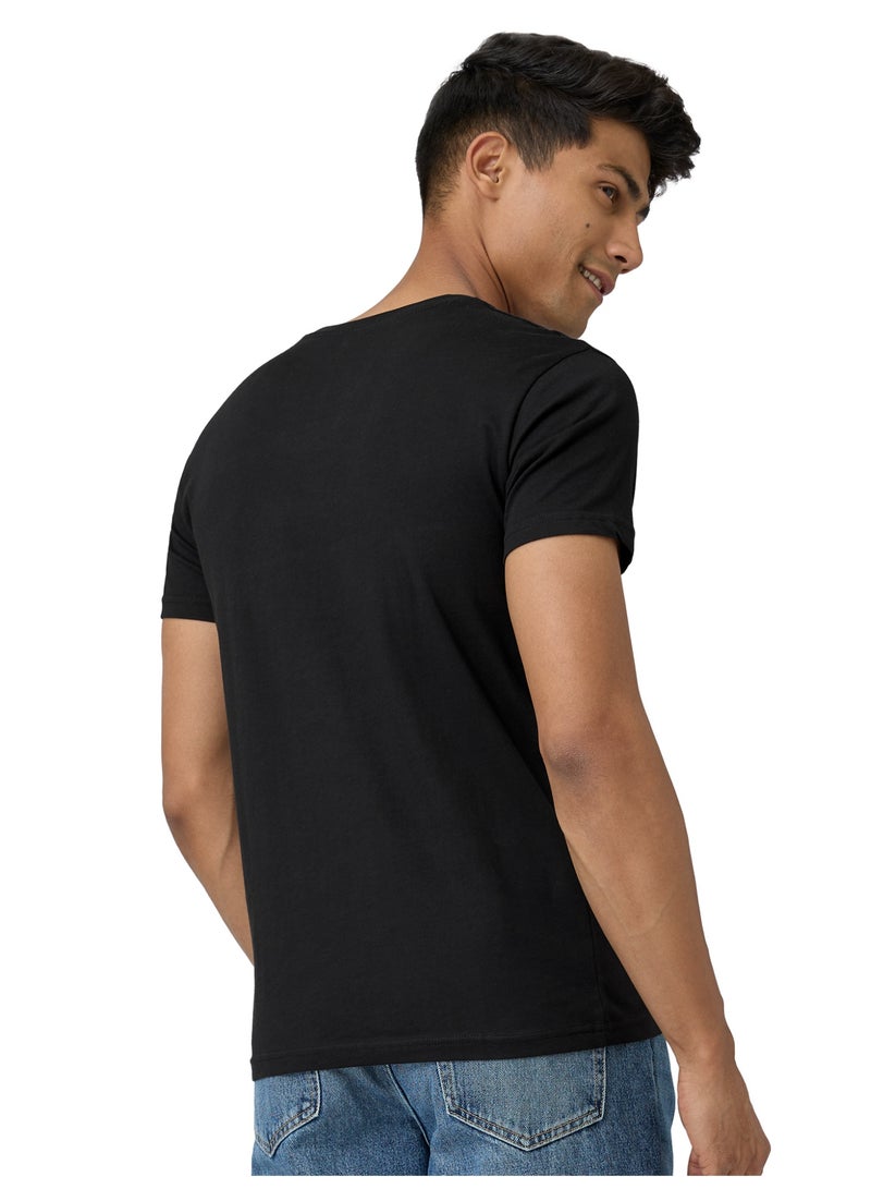 XYXX Men's Super Combed Cotton Regular Fit Pace Crew Neck Half Sleeve T-Shirt Black - Image 2