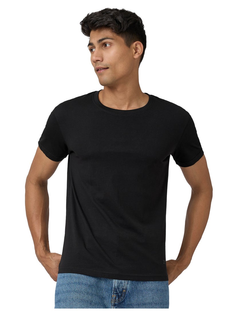 XYXX Men's Super Combed Cotton Regular Fit Pace Crew Neck Half Sleeve T-Shirt Black - Image 1
