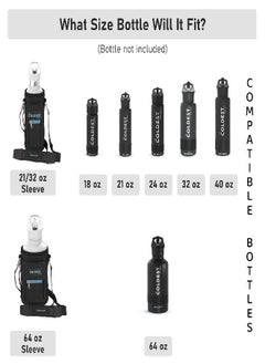 THE COLDEST WATER COLDEST Carrier, Holder, Sleeve - Fits Insulated Stainless Steel Sports Water Bottle, Adjustable Shoulder Strap, Holder Bag Case Pouch Cover (18-40 oz) 
