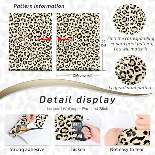 Naphite Leopard Wallpaper Cheetah Print Self Adhesive Wallpaper 78.7inL17.3inW Vintage Contact Paper for Cabinets Liners Waterproof Bathroom Funky Room Decor Removable Brown Cheetah Contact Paper - Image 5
