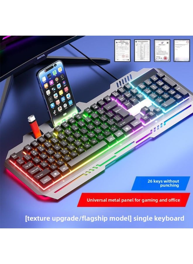 Generic - E-sports Game Wired Keyboard Keyboard Mouse Suit Mechanical Feel Desktop Laptop Office Mute Ear Wholesale-Color:Black Upgraded Version (mixed Light + Texture Upgraded Metal Panel) * E-sports Micro-motion 26-key No Conflict * Two-year Warranty - Image 1