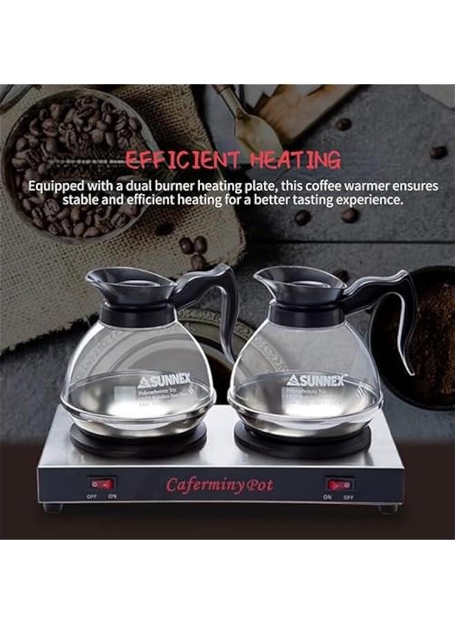 Generic - Commercial Coffee Warmer Dual Decanter Warmer Plate, Stainless Steel Portable Warmer for Standard Glass Decanter, Suitable for Cafe, Break Room, Buffet, Event and Commercial Use - Image 1
