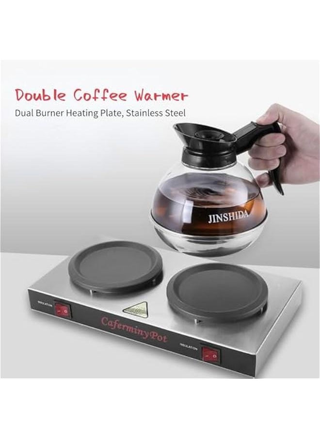 Generic - Commercial Coffee Warmer Dual Decanter Warmer Plate, Stainless Steel Portable Warmer for Standard Glass Decanter, Suitable for Cafe, Break Room, Buffet, Event and Commercial Use - Image 1