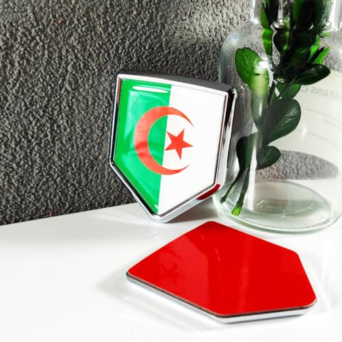 Newperlite Algeria Flag Decal Sticker Car Emblem Algerian Flag Car Decoration Accessories Chrome Shield for Truck Vehicles Cars, 2 Pack - Image 3