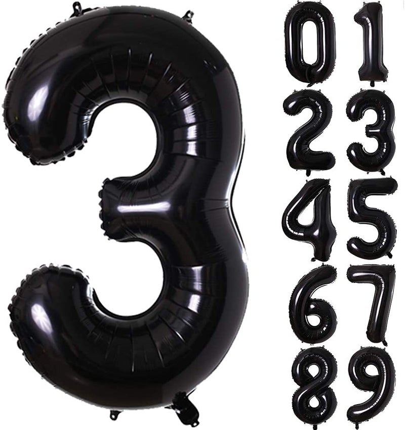 Atpata Funky Black Number Foil Balloons for Numeric Milestone Parties (40 INCH, 3) - Image 2