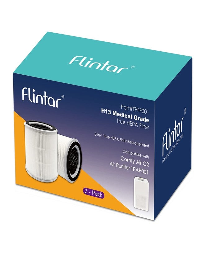 Flintar فلتر بديل من فلينتار TPAP001 H13، متوافق مع جهاز تنقية الهواء TOPPIN TPAP001 Comfy Air C2، طقم فلاتر 3 في 1 من فئة H13، رقم القطعة TPFF001، عبوة من قطعتين - Image 2