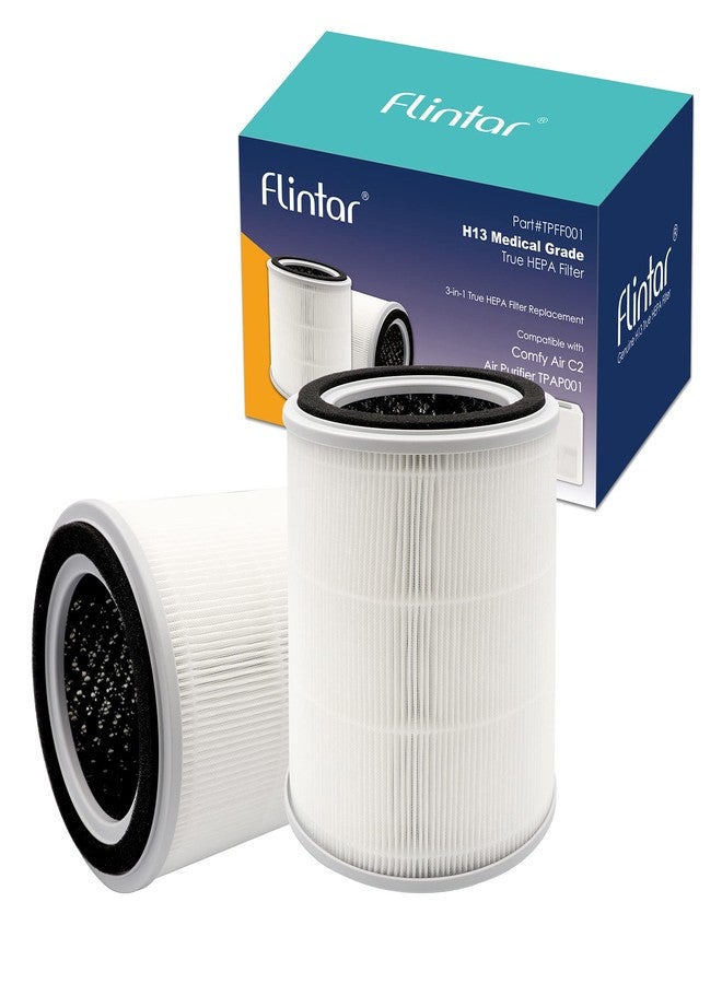 Flintar فلتر بديل من فلينتار TPAP001 H13، متوافق مع جهاز تنقية الهواء TOPPIN TPAP001 Comfy Air C2، طقم فلاتر 3 في 1 من فئة H13، رقم القطعة TPFF001، عبوة من قطعتين - Image 1