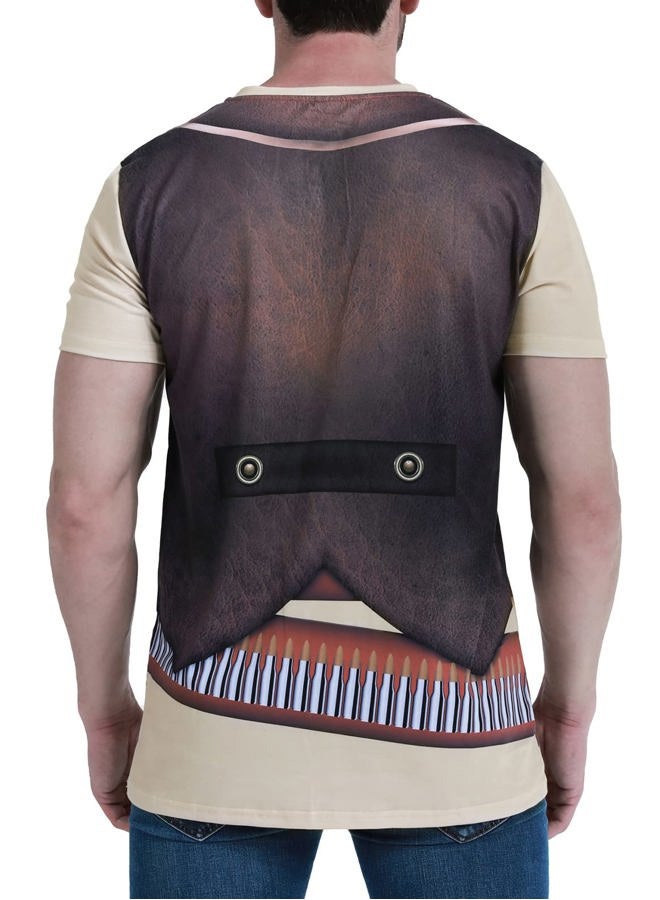 Funny World Men's Cowboy T-Shirts Graphic Short Sleeve Western Party Costume, Brown, 3XL - Image 2