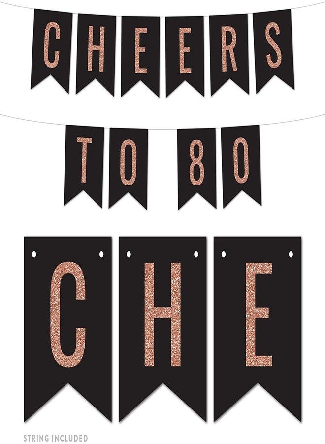 Festiko Cheers to 21st 30th 40th 50th 60th 70th 80th Year Banner for Bachelorette Party Decorations/Cheers to be Age Banner/Cheers to Year Banner (Cheers to 80 Years Banner) - Image 2