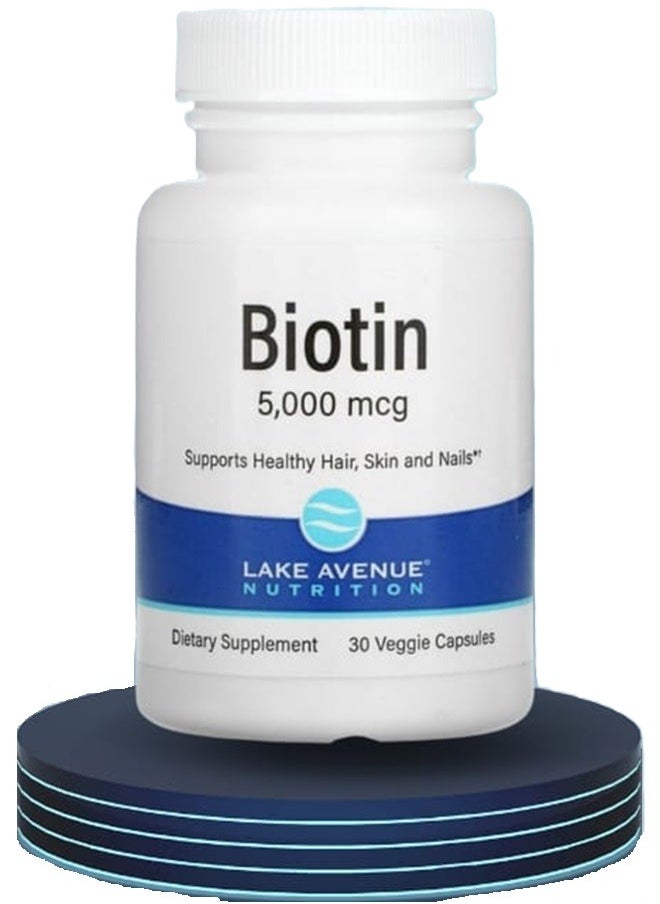 Lake Avenue Nutrition - Lake Avenue Nutrition Biotin 5,000 mcg 30 Veggie Capsules - Image 1