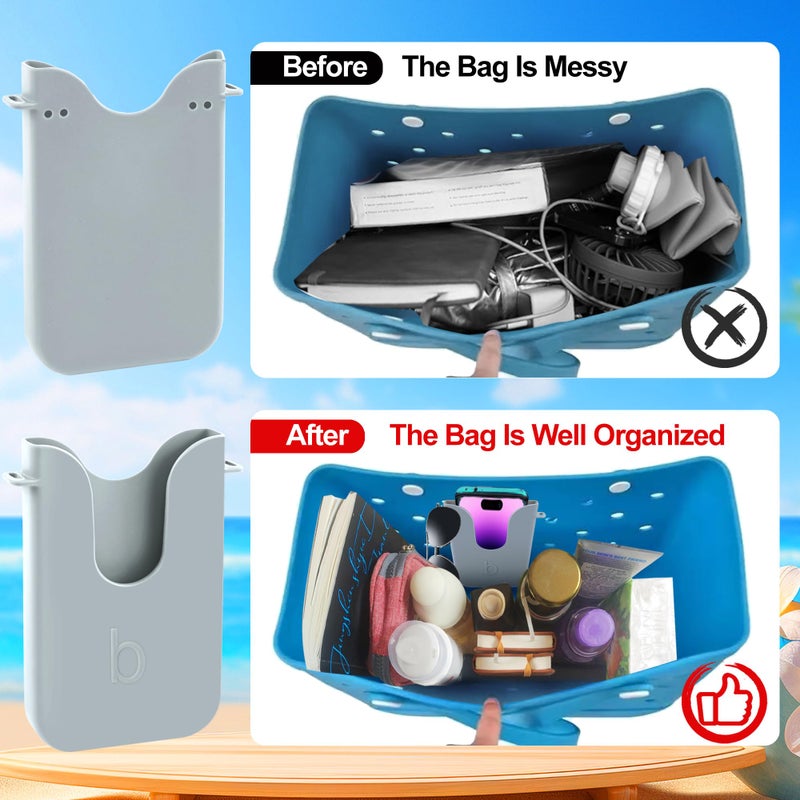 Oudizz Silicone Phone Holder Compatible with Bogg Bag, Phone Case Holder Charms Accessory for All Bogg Bags and Beach Bag, Phone Holder Attachment for Beach Tote Bags, With 2Pcs Charms & 2Pcs Key Hooks - Image 3