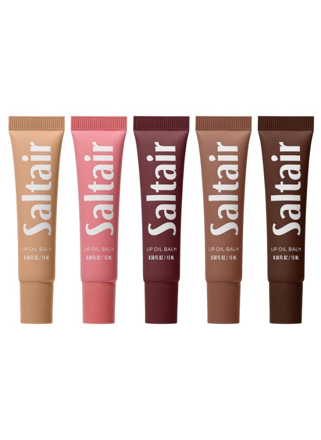 Saltair Saltair Hydrating Lip Oil Balm, Clear and Tinted Lip Gloss, Essentials Shades 5-Pack. Moisturizing Vegan Conditioning for Dry Cracked Lips with Glossy High-Shine Finish. Coconut Vanilla Flavor  - Image 3