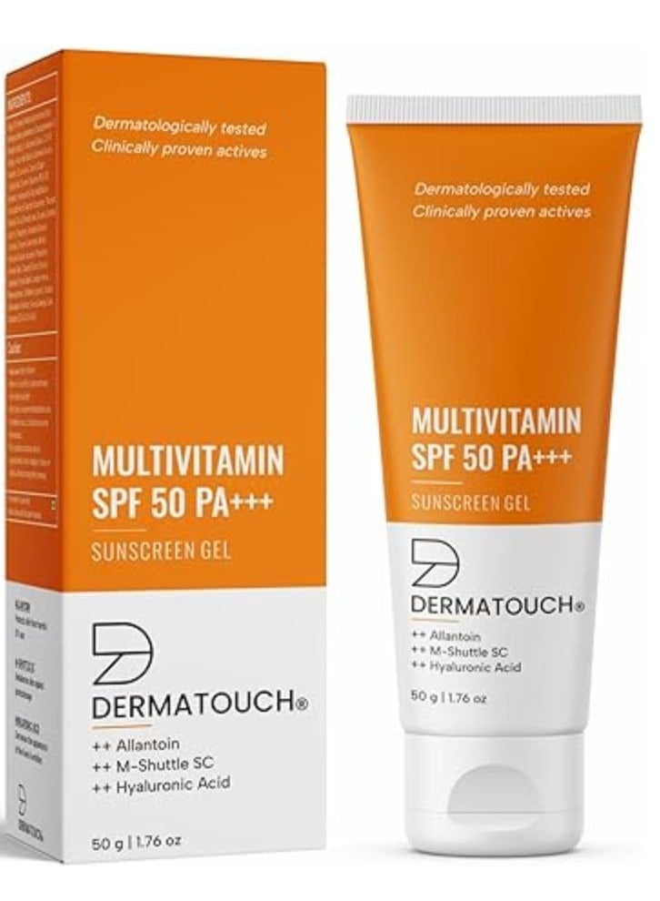 DERMATOUCH Multivitamin SPF 50 PA+++ Sunscreen Gel UVA UVB Protection Zero White Cast 50 g