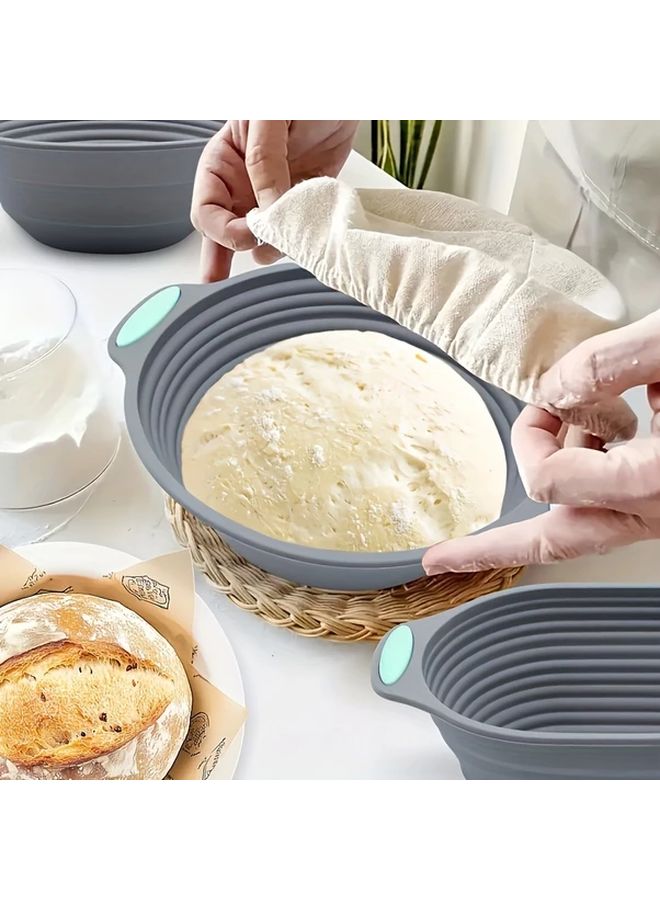 Round Silicone Foldable Bread Proofing Basket With Lid Oven Safe To 480F - Image 4