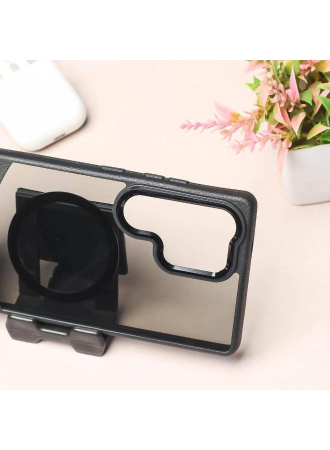 Magnetic case for Samsung Galaxy S25 Ultra, Full Camera Protection with lens, Compatible with wireless charging, Transparent clear, Shockproof Case For samsung s25 ultra (Black) - Image 4