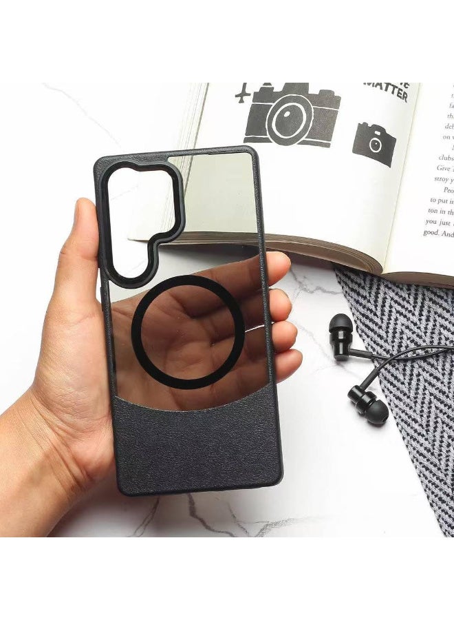 Magnetic case for Samsung Galaxy S25 Ultra, Full Camera Protection with lens, Compatible with wireless charging, Transparent clear, Shockproof Case For samsung s25 ultra (Black) - Image 3