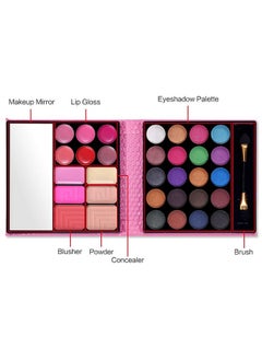 QiBest All In One Makeup Kit - 20 Eyeshadow, 6 Lip Glosses, 3 Blushers, 2 Powder, 1 Concealer, 1 Mirror, 1 Brush, Make Up Gift Set For Teen Girls, Beginners And Pros  - Image 3