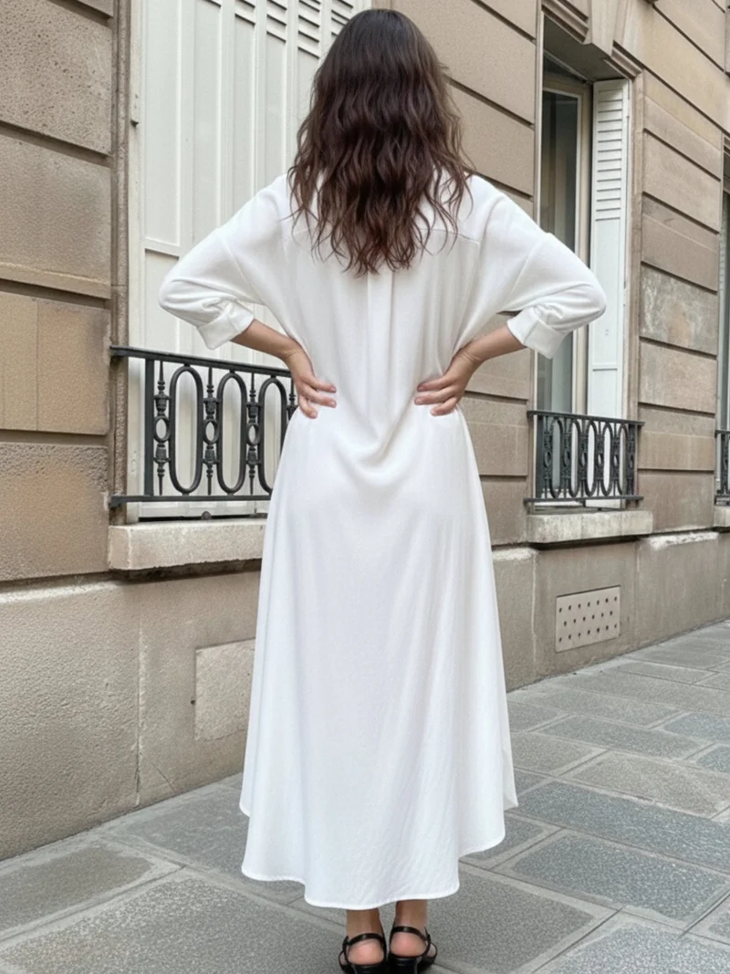 Outzidr  White Straight Fit Shirt Dress for Women | Best Price UAE