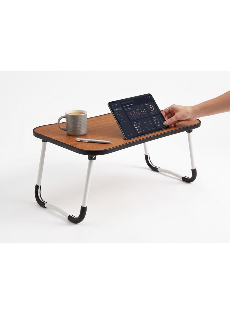 Foldable Bed Table & Laptop Desk with Cup Holder and Tablet Slot, Portable Wooden Lap Tray for Working and Studying - Image 4