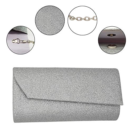 VRITRAZ Glitter Wedding Clutch for Women (Silver) - Image 3