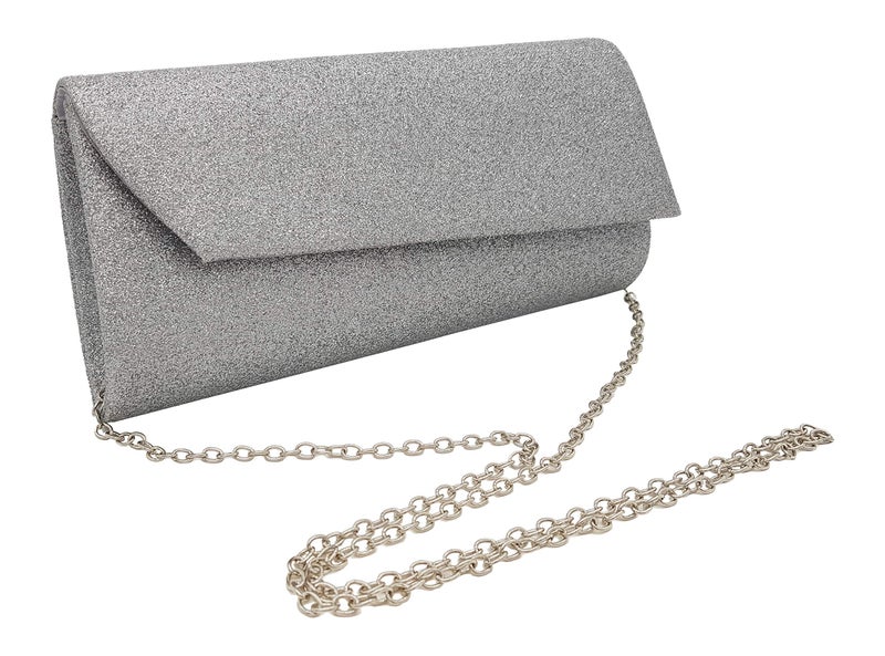 VRITRAZ Glitter Wedding Clutch for Women (Silver) - Image 5
