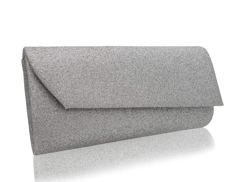 VRITRAZ Glitter Wedding Clutch for Women (Silver) - Image 1
