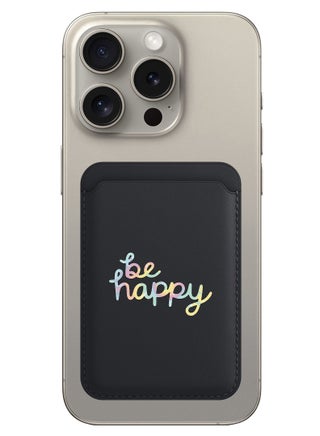 Magnetic Wallet, Compatible with MagSafe Wallet, for iPhone Wallet, for iPhone 16/15/14/13/12 Series, Not for iPhone 13/12 mini, 3 Card Holder, Vegan Leather, Black - Be Happy-01 - pzsku/Z3FD889A032E6F15A42FAZ/45/_/1725116547/6490b8dc-916a-4ec0-9761-8dd235c9d686