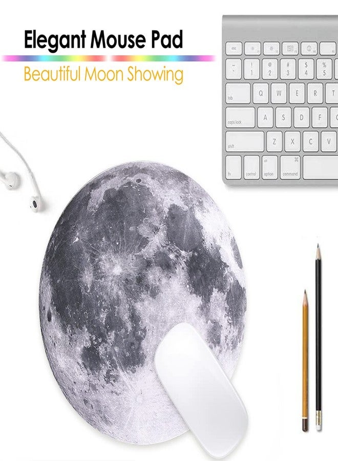 ProElife Round Mouse Pad Gaming Cute Moon Mousepad 8.66-Inch Planet Cloth Mouse Pad Mat Non-Slip Rubber Base for Home Office Business Noise-Reduction/Accurate Cursor/Smoothly Control Desk Pad (Gray) - Image 5