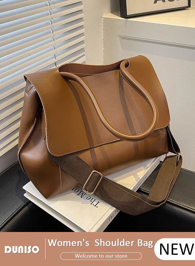 DUNISO Women's Shoulder Tote Bag Faux Leather Handbag For Women Large Capacity Bucket  Crossbody Bag Fashionable Travel Messenger Bag Shoulder Bag For Ladies Girls College Students - Image 1