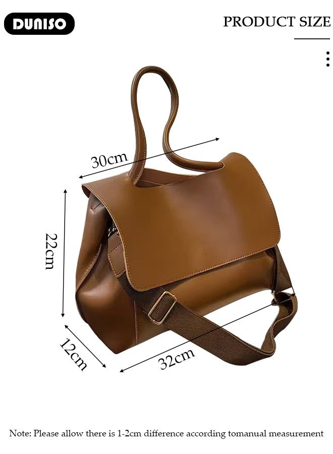 DUNISO Women's Shoulder Tote Bag Faux Leather Handbag For Women Large Capacity Bucket  Crossbody Bag Fashionable Travel Messenger Bag Shoulder Bag For Ladies Girls College Students - Image 4