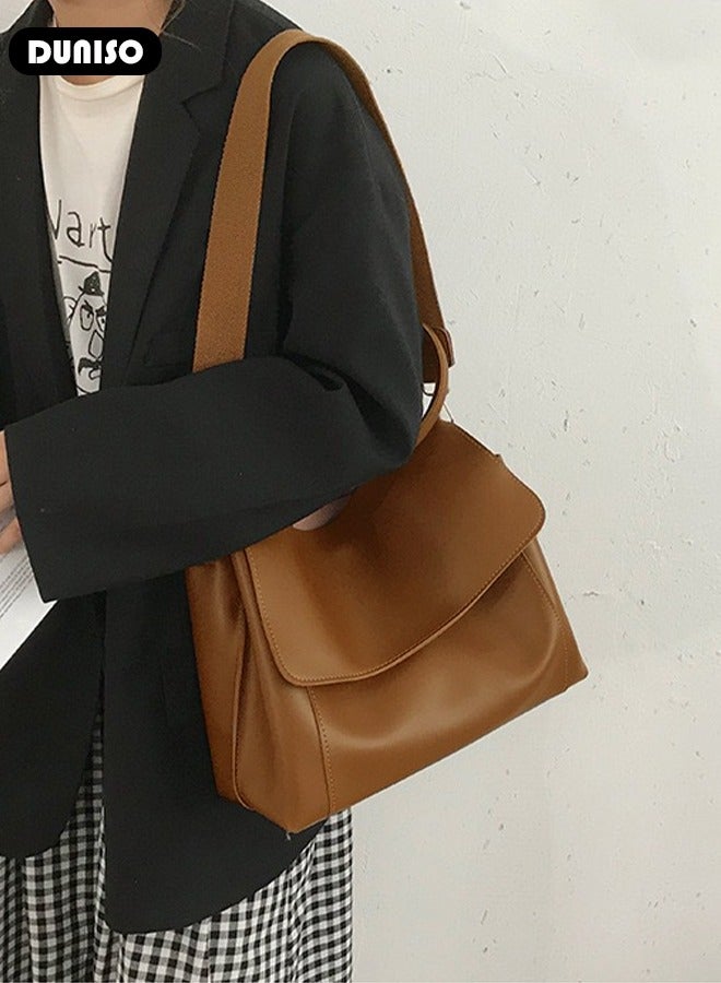 DUNISO Women's Shoulder Tote Bag Faux Leather Handbag For Women Large Capacity Bucket  Crossbody Bag Fashionable Travel Messenger Bag Shoulder Bag For Ladies Girls College Students - Image 5