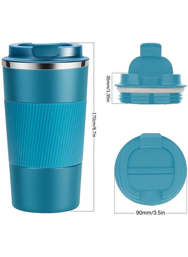 Wosta Insulated Travel Coffee Mug 2.0 | Double Wall Vacuum Stainless Steel Fat-Bottomed Coffee Cup Tumbler with Spill Proof Flip Lid for Hot and Ice Beverages (Blue Color, 380 Ml) - Image 2
