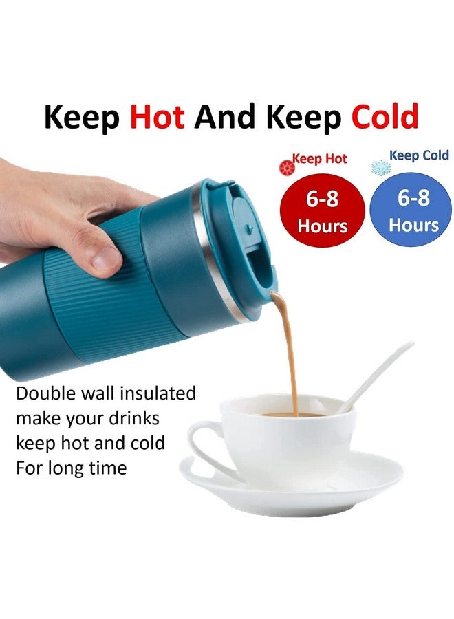 Wosta Insulated Travel Coffee Mug 2.0 | Double Wall Vacuum Stainless Steel Fat-Bottomed Coffee Cup Tumbler with Spill Proof Flip Lid for Hot and Ice Beverages (Blue Color, 380 Ml) - Image 4