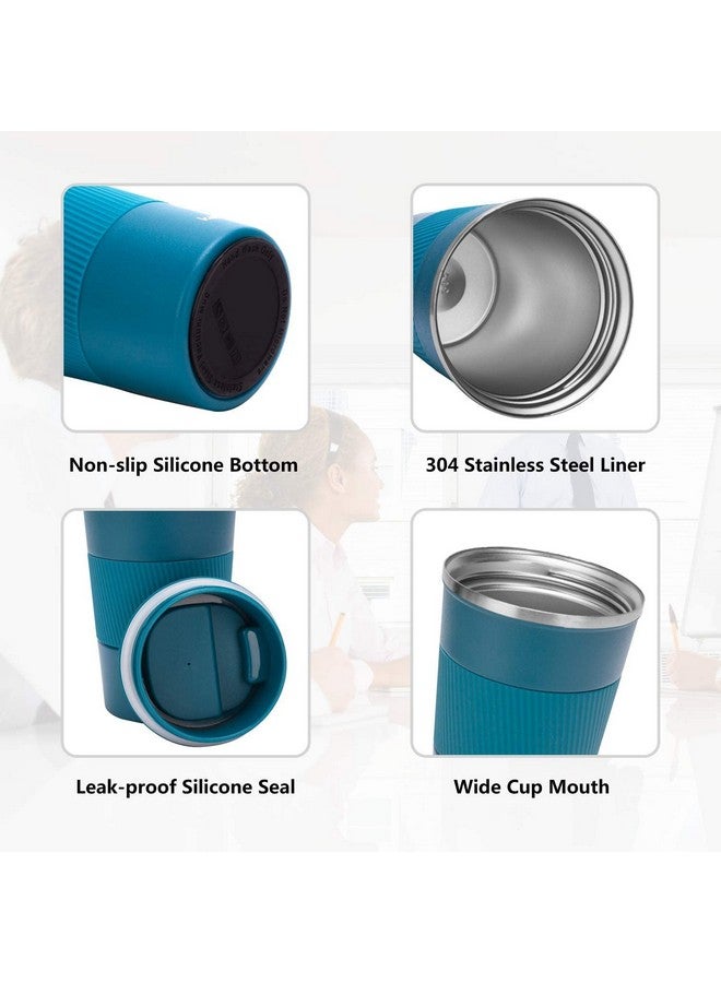 Wosta Insulated Travel Coffee Mug 2.0 | Double Wall Vacuum Stainless Steel Fat-Bottomed Coffee Cup Tumbler with Spill Proof Flip Lid for Hot and Ice Beverages (Blue Color, 380 Ml) - Image 3