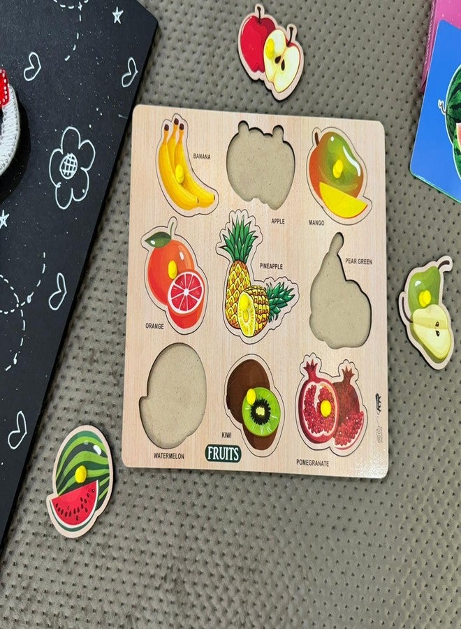 أحجية فاكهة خشبية من Bugbee للأطفال | لوحة تعليمية مونتيسوري | لعبة تركيب صور ملونة للأطفال الصغار | تعلم الفواكه مع أحجية الصور | (حجم كبير) - Image 5