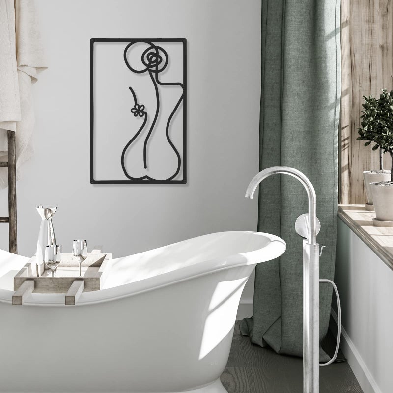 CHENGU 3 Pieces Metal Minimalist Abstract Woman Wall Art Line Drawing Wall Art Decor Single Line Female Home Hanging for Kitchen Bathroom Living Room - Image 4
