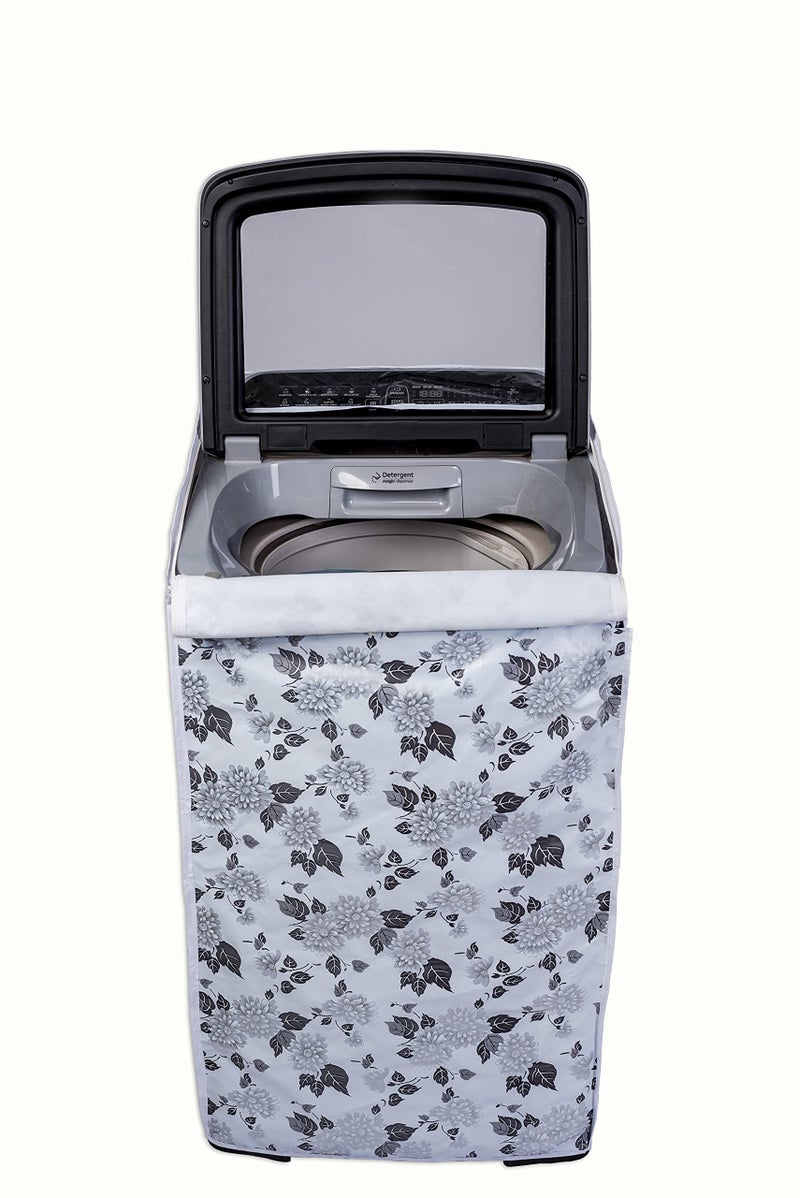Classic® Top Load Washing Machine Cover Suitable For Whirlpool 360° Back Panel 8 Kg, 8.5 Kg, 9 Kg, 9.5 Kg, 10 Kg (63cmsX66cmsX106cms, Half White & Grey) - Image 1