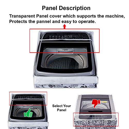 Classic® Top Load Washing Machine Cover Suitable For Whirlpool 360° Back Panel 8 Kg, 8.5 Kg, 9 Kg, 9.5 Kg, 10 Kg (63cmsX66cmsX106cms, Half White & Grey) - Image 2