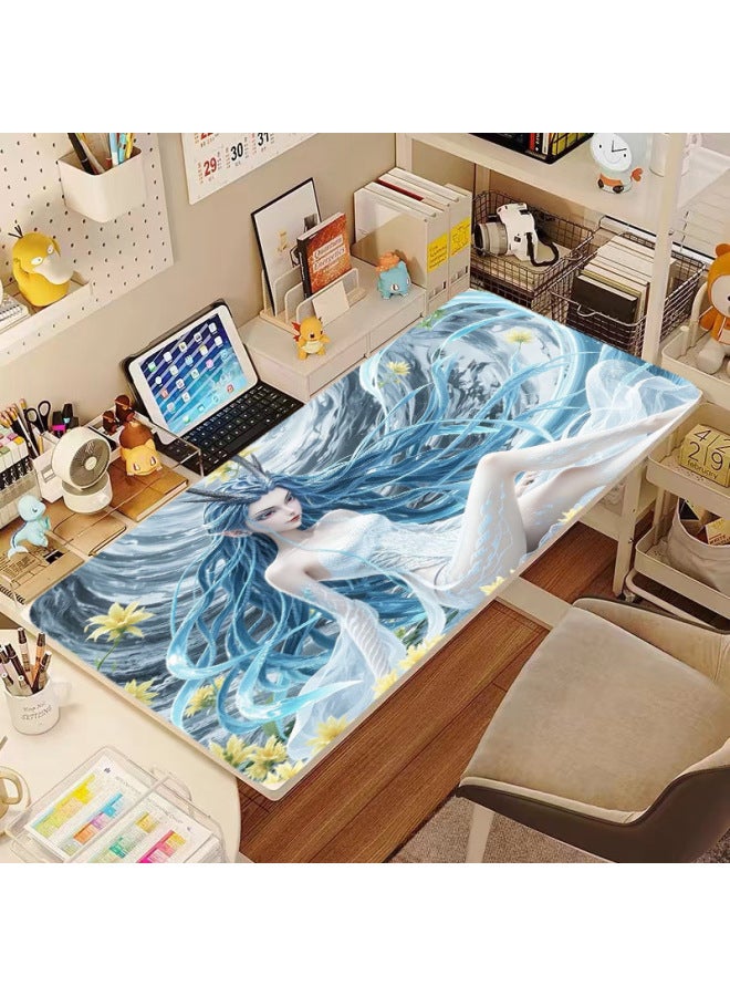 Mouse Pad Thickened Nezha Sangu Ao Leap Two-dimensional Office E-sports Super Large Mouse Pad-Color:40*90-Pattern:Nezha Three Aunt Yellow Skirt  - Image 5