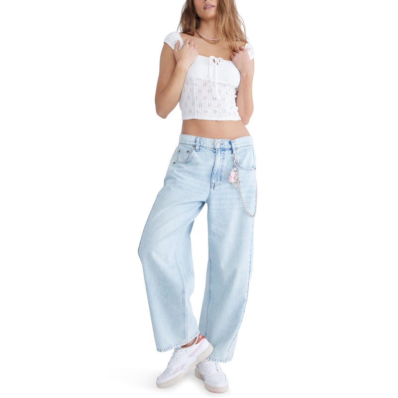 Aeropostale Mid-Rise Barrel Leg Jean, Light WASH, 2 - Image 2