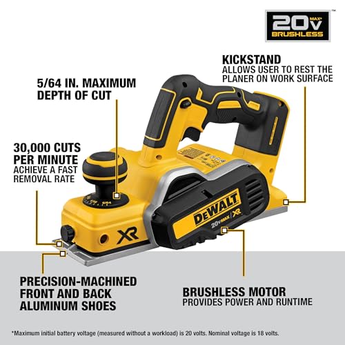 DEWALT 20V MAX Planer, 30,000 Cuts Per Minute, 2 mm Cut Depth, Brushless Motor, Bare Tool Only (DCP580B) - Image 2