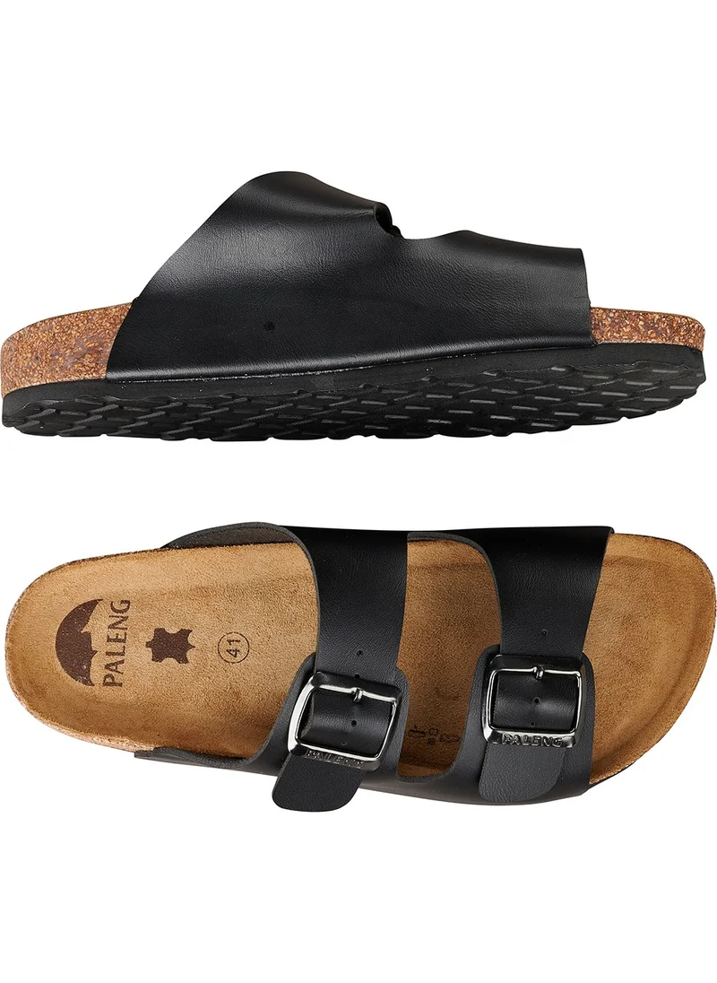 Gezer Paleng Cork Floor Mattress Leather Men's Slippers