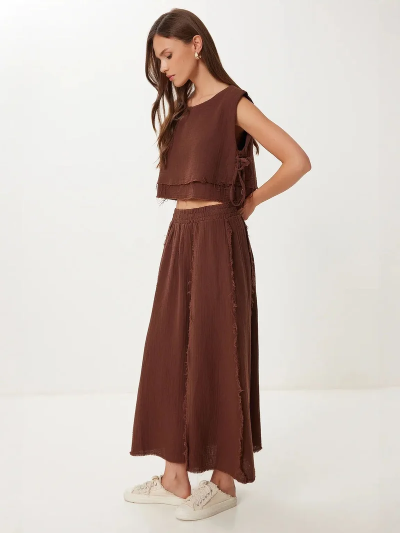 السعادة في إسطنبول ISTANBUL Cotton Sleeveless Blouse and Wide-Leg Skirt Set