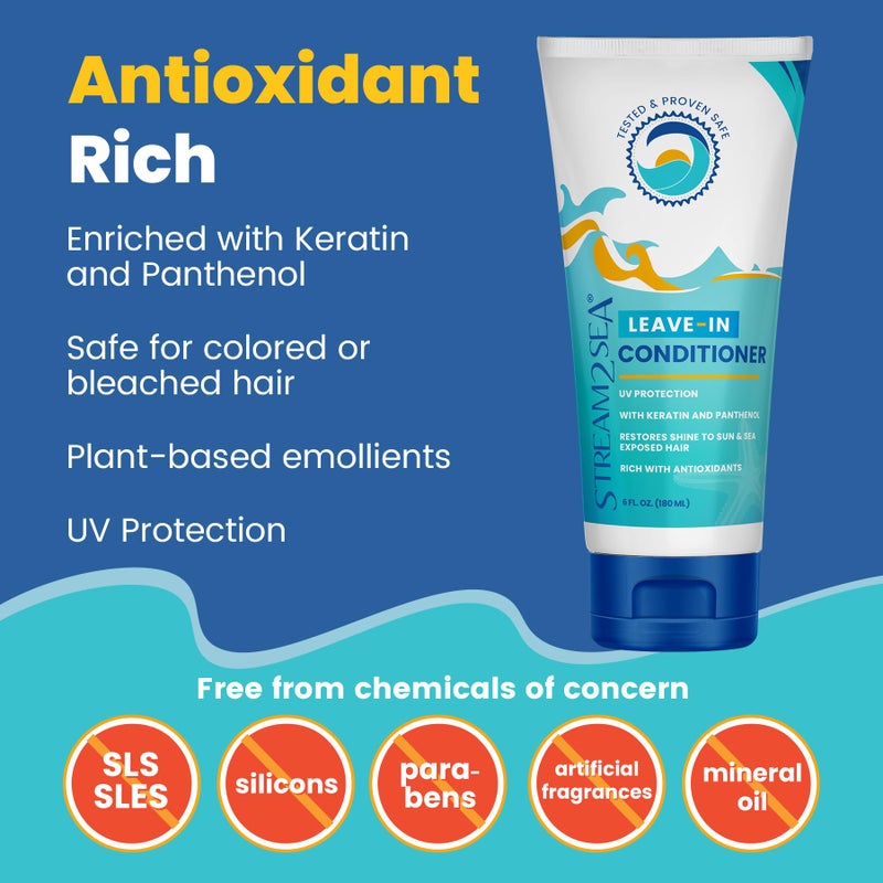 STREAM 2 SEA Stream2Sea Travel Size Sulfate Free Leave-In Hair Conditioner with Sun Protection, 1oz Each, Pack of 3 - Image 3