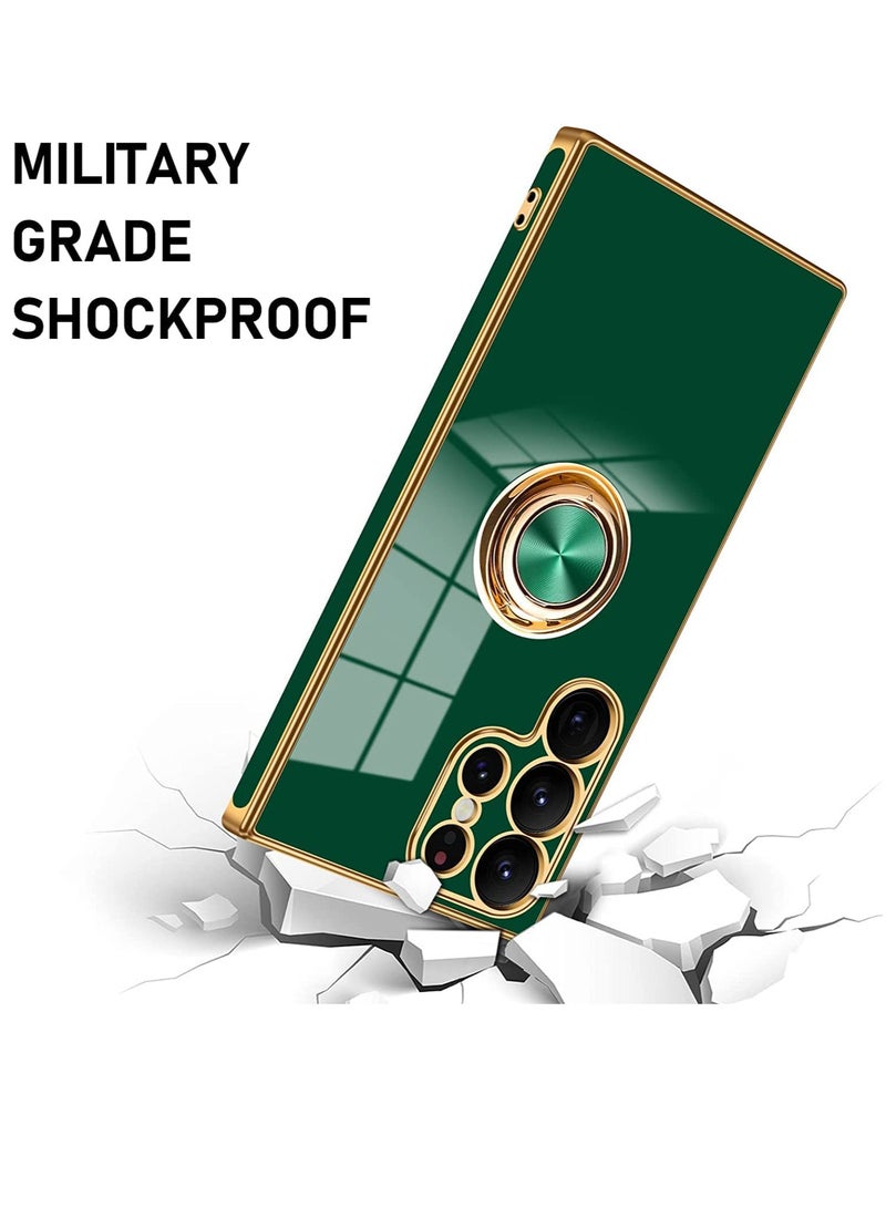 Galaxy S23 ULTRA Case (2023) Luxury Silicone TPU Shockproof Ring Holder Kickstand Slim Plated Phone Case Cover - Image 2