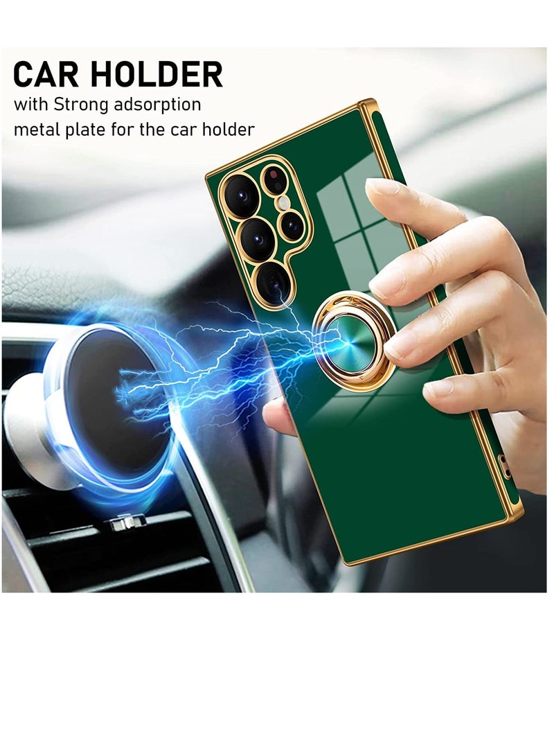 Galaxy S23 ULTRA Case (2023) Luxury Silicone TPU Shockproof Ring Holder Kickstand Slim Plated Phone Case Cover - Image 3