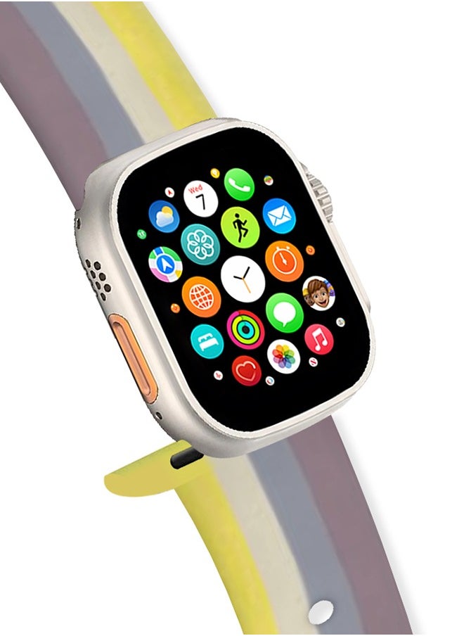 CATANES - Apple Watch Band 49mm 45mm 44mm 42mm Stripe Silicone Replacement Band for iWatch Ultra2 Ultra Series 9/8/7/SE/6/5/4/3/2/1 - Image 1