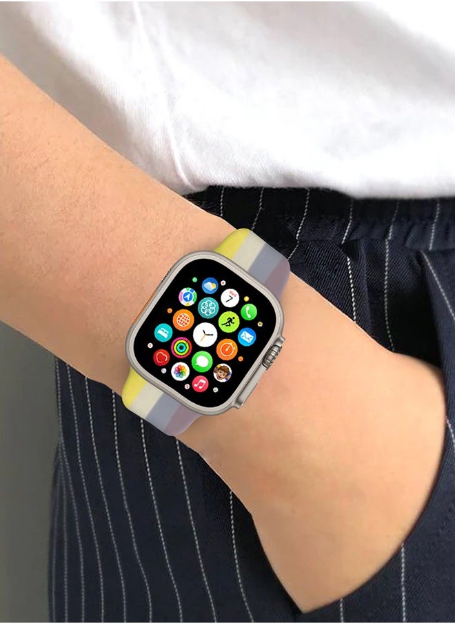 CATANES - Apple Watch Band 49mm 45mm 44mm 42mm Stripe Silicone Replacement Band for iWatch Ultra2 Ultra Series 9/8/7/SE/6/5/4/3/2/1 - Image 1