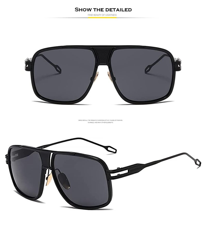 GOBIGER Aviator Sunglasses for Men 100% UV Protection Goggle Alloy Frame with Case (2 Pack/Brown Lens+Black Frame Grey Lens) - Image 3