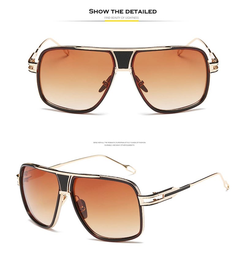 GOBIGER Aviator Sunglasses for Men 100% UV Protection Goggle Alloy Frame with Case (2 Pack/Brown Lens+Black Frame Grey Lens) - Image 2